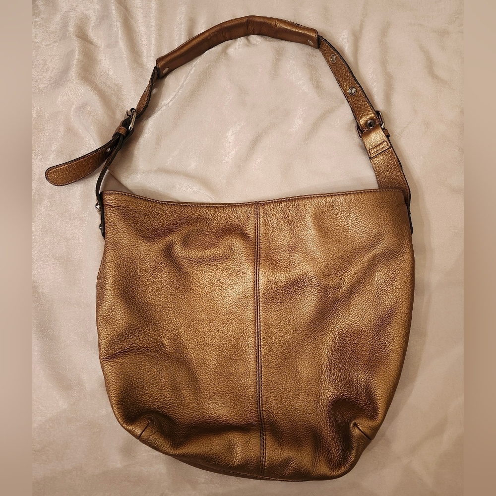 Tignanello Gold Leather Shoulder Bag